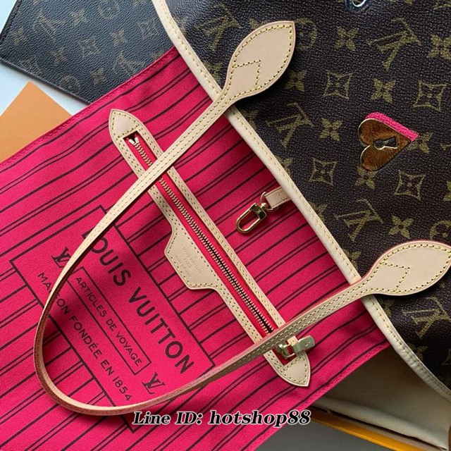 路易威登LV女包 LV老花肩背購物袋 M44364 Neverfull Love Lock中號手袋 xxlv1110